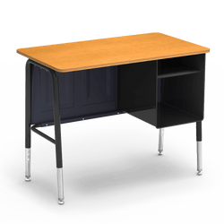 Virco 765MBBM Jr. Executive Student Desk 20" x 34" Hard Plastic Top with Book Shelf and Adjustable Height Legs (22"-30"H) for Classrooms and Schools