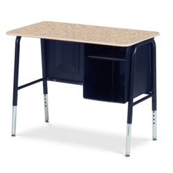 Virco 765MBBM Jr. Executive Student Desk 20" x 34" Hard Plastic Top with Book Shelf and Adjustable Height Legs (22"-30"H) for Classrooms and Schools - SchoolOutlet