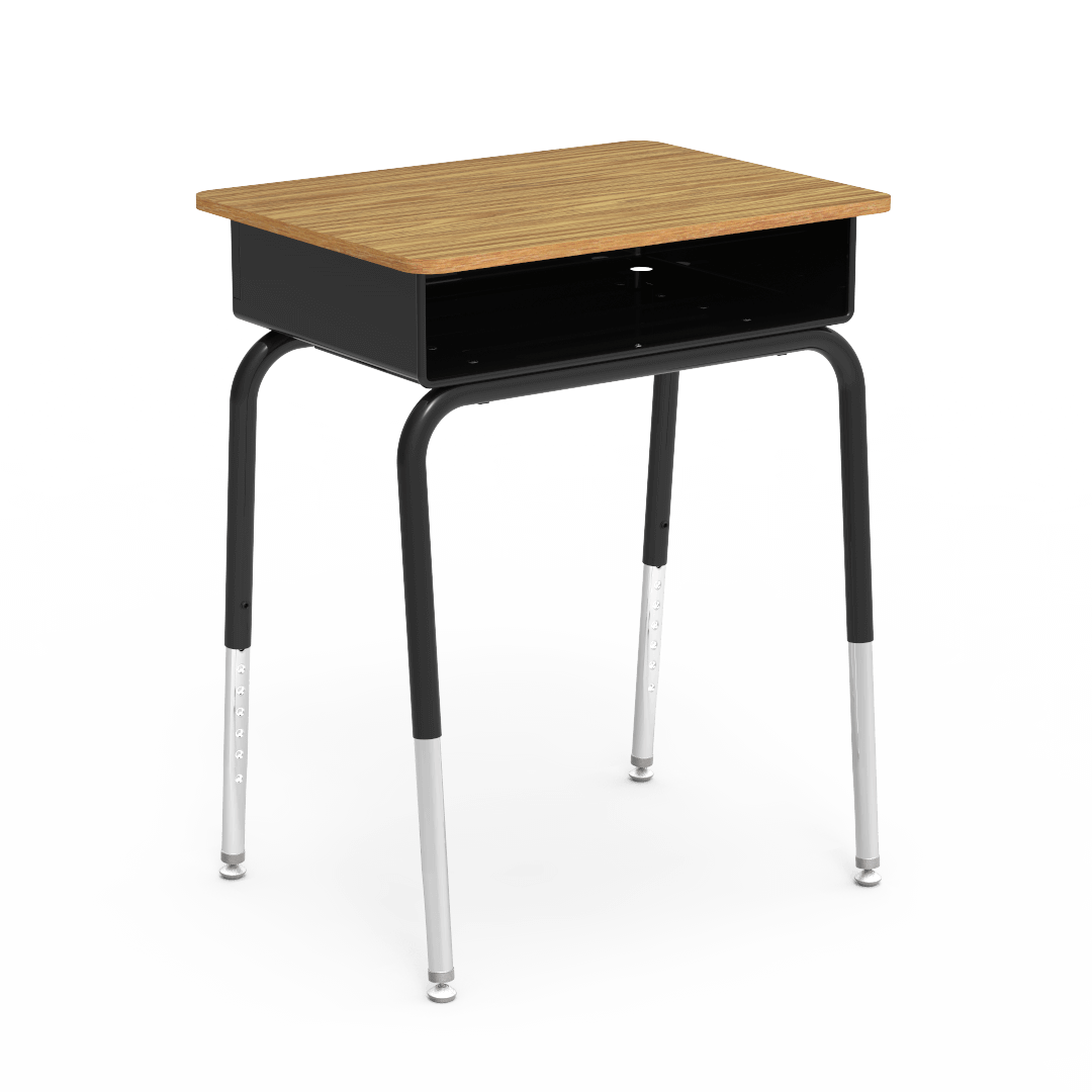 Virco 785 - Student Desk 18" x 24" Laminate Top with Plastic Open Front Book Box and Adjustable Height Legs, Commercial Grade, for Students Elementary to University - SchoolOutlet