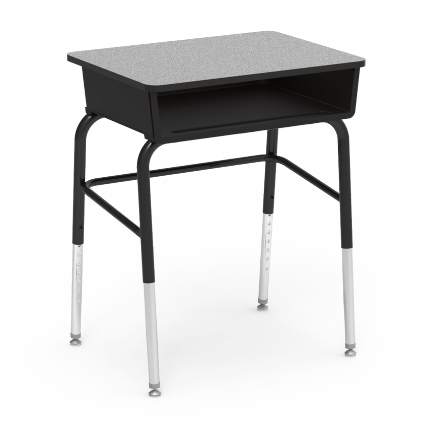 Virco 785LB - Student Desk 18" x 24" Laminate Top with Plastic Open Front Book Box, Leg Brace and Adjustable Height Legs, for Schools and Classrooms - SchoolOutlet