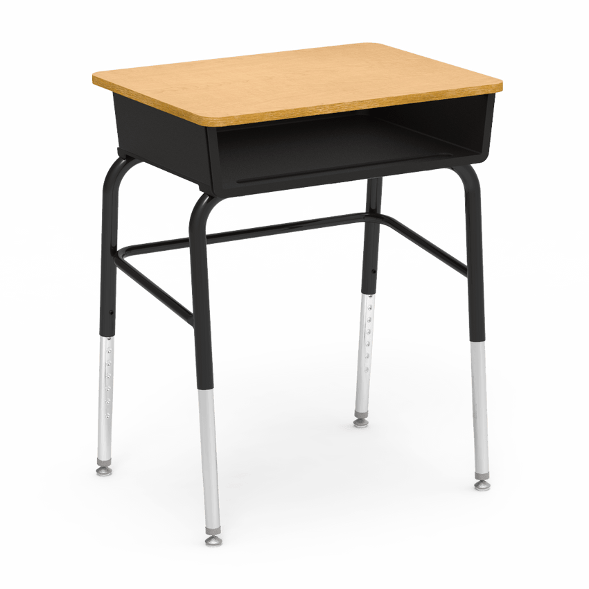 Virco 785LB - Student Desk 18" x 24" Laminate Top with Plastic Open Front Book Box, Leg Brace and Adjustable Height Legs, for Schools and Classrooms - SchoolOutlet