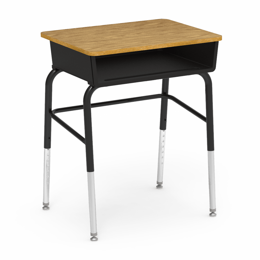 Virco 785LB - Student Desk 18" x 24" Laminate Top with Plastic Open Front Book Box, Leg Brace and Adjustable Height Legs, for Schools and Classrooms - SchoolOutlet