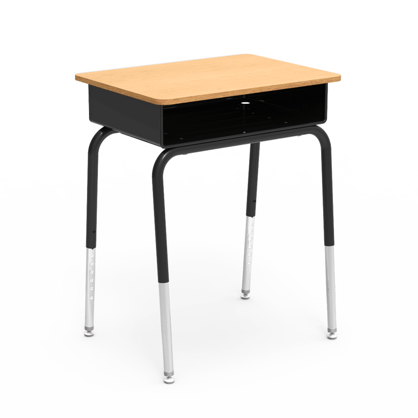 Virco 785MBB - Student Desk 18" x 24" Laminate Top with Open Front Metal Book Box and Adjustable Height Legs for Schools and Classrooms - SchoolOutlet