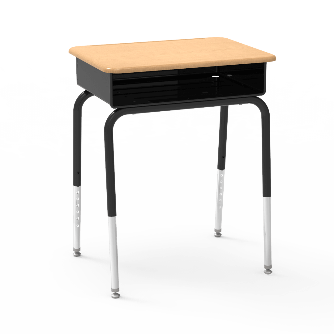 Virco 785MBBM - Student Desk 18" x 24" Hard Plastic Top with Open Front Metal Book Box and Adjustable Height Legs, for Classrooms and Schools - SchoolOutlet