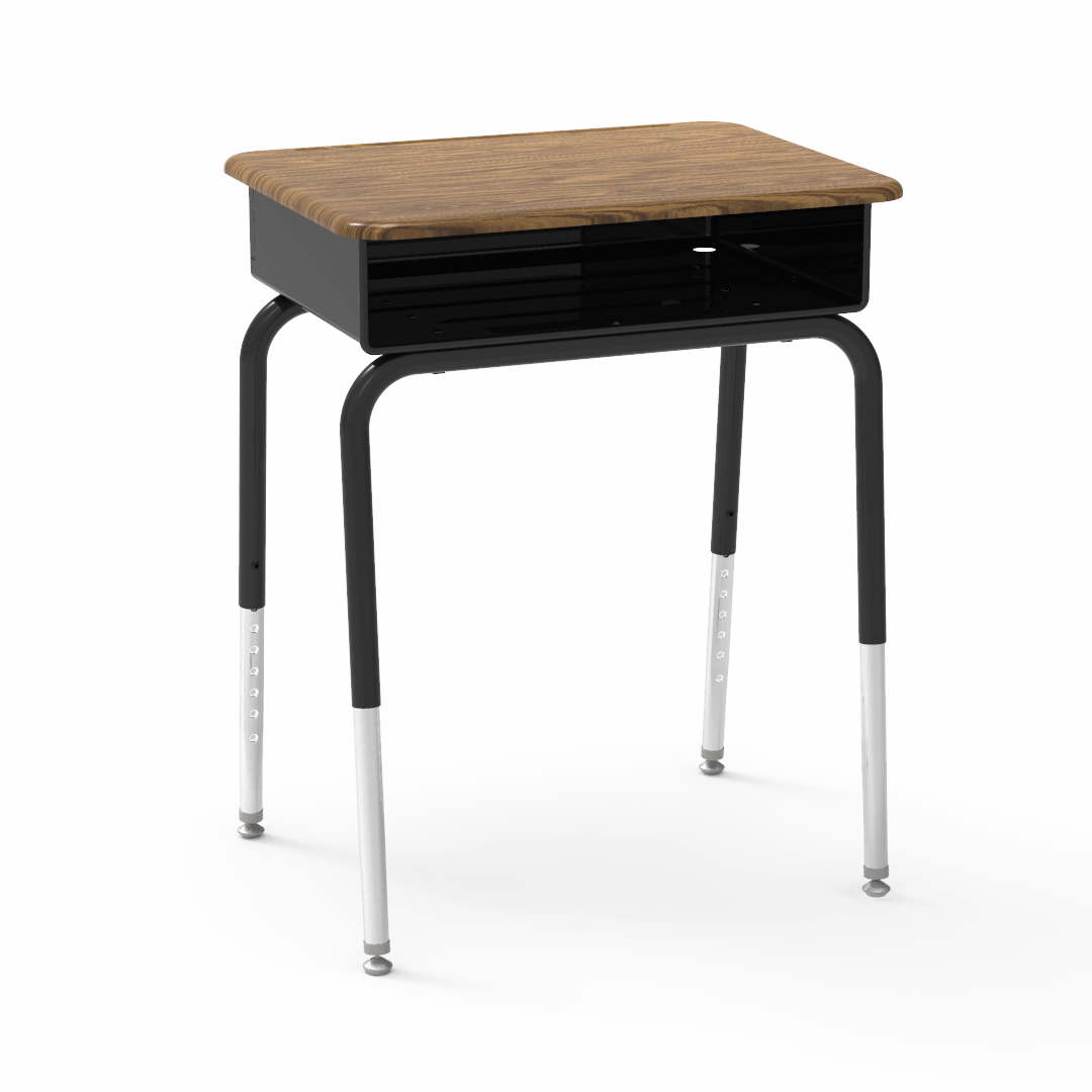 Virco 785MBBM - Student Desk 18" x 24" Hard Plastic Top with Open Front Metal Book Box and Adjustable Height Legs, for Classrooms and Schools - SchoolOutlet