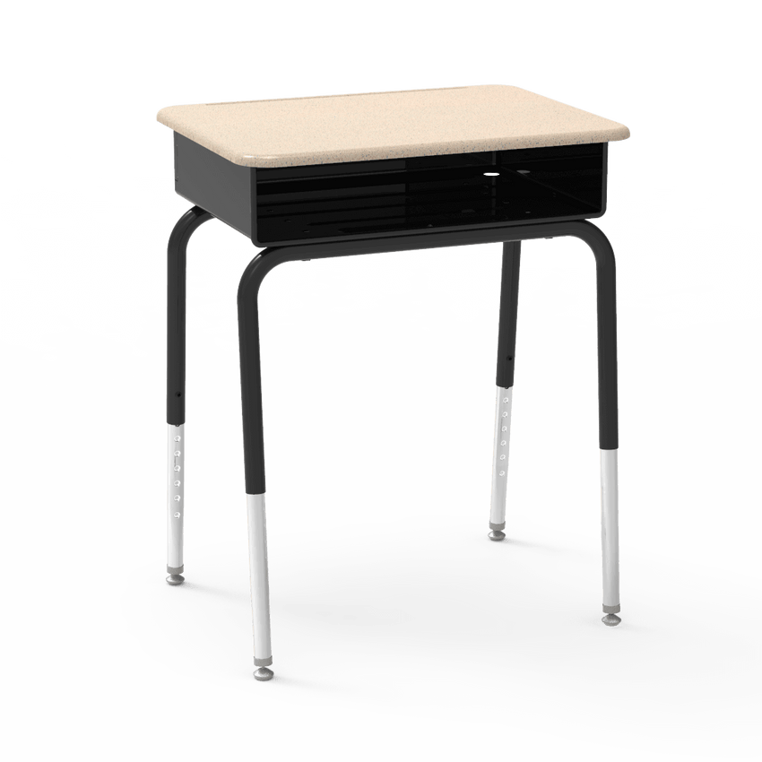 Virco 785MBBM - Student Desk 18" x 24" Hard Plastic Top with Open Front Metal Book Box and Adjustable Height Legs, for Classrooms and Schools - SchoolOutlet