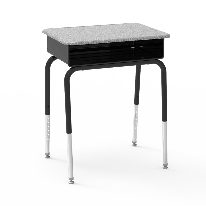 Virco 785MBBM - Student Desk 18" x 24" Hard Plastic Top with Open Front Metal Book Box and Adjustable Height Legs, for Classrooms and Schools - SchoolOutlet