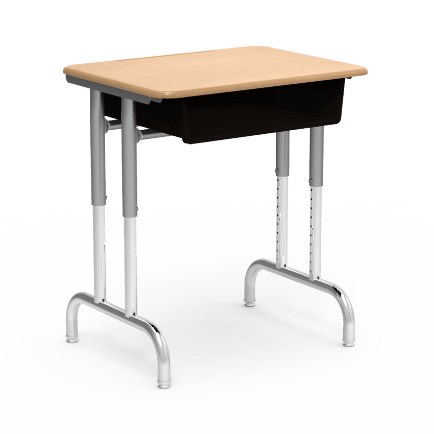 Virco 792026BBM - 7900 Series Student Desk, 20" x 26" Hard Plastic Top with heavy-duty pedestal design frame, Open-front plastic book box and adjustable height range of 22" to 30" - SchoolOutlet