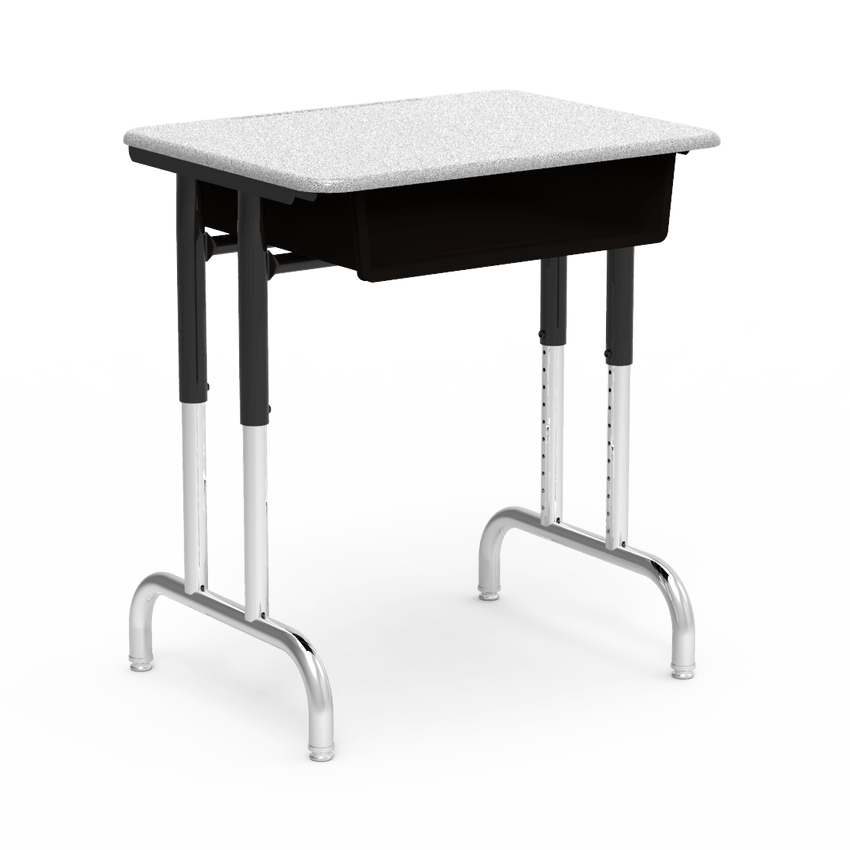 Virco 792026BBM - 7900 Series Student Desk, 20" x 26" Hard Plastic Top with heavy-duty pedestal design frame, Open-front plastic book box and adjustable height range of 22" to 30" - SchoolOutlet