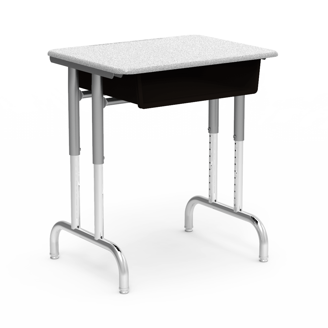 Virco 792026BBM - 7900 Series Student Desk, 20" x 26" Hard Plastic Top with heavy-duty pedestal design frame, Open-front plastic book box and adjustable height range of 22" to 30" - SchoolOutlet