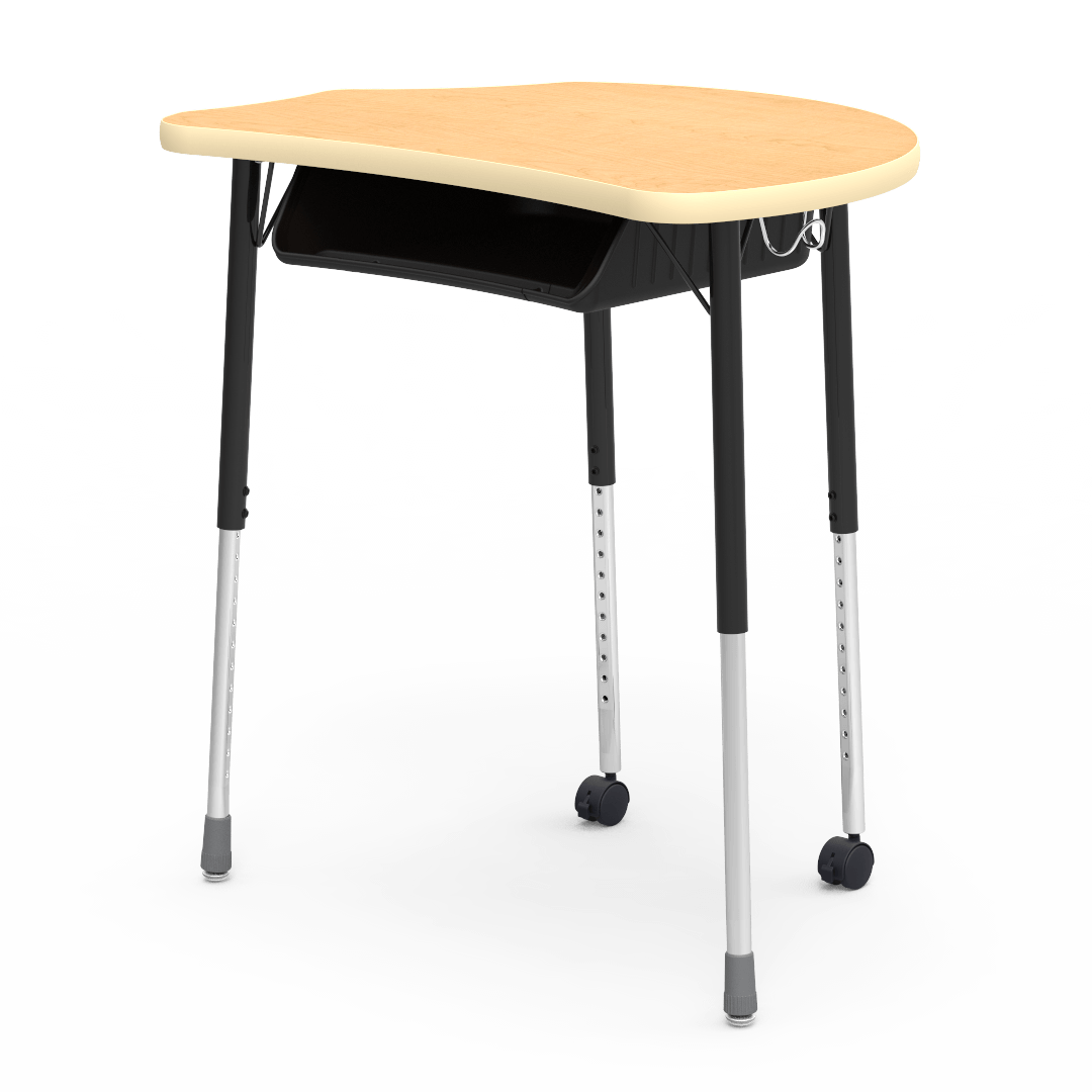 Virco MC2432BBC - Virco Molecule Series Student Desk 24" x 32" Laminate Top with Plastic Book-Box and two Casters- Create Shapes when Pushed Together - SchoolOutlet