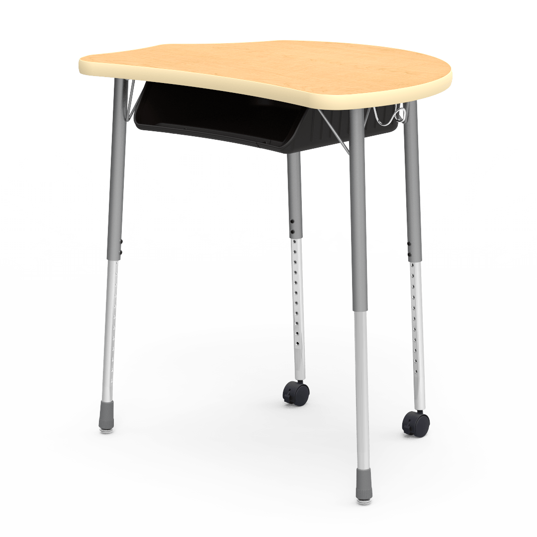 Virco MC2432BBC - Virco Molecule Series Student Desk 24" x 32" Laminate Top with Plastic Book-Box and two Casters- Create Shapes when Pushed Together - SchoolOutlet