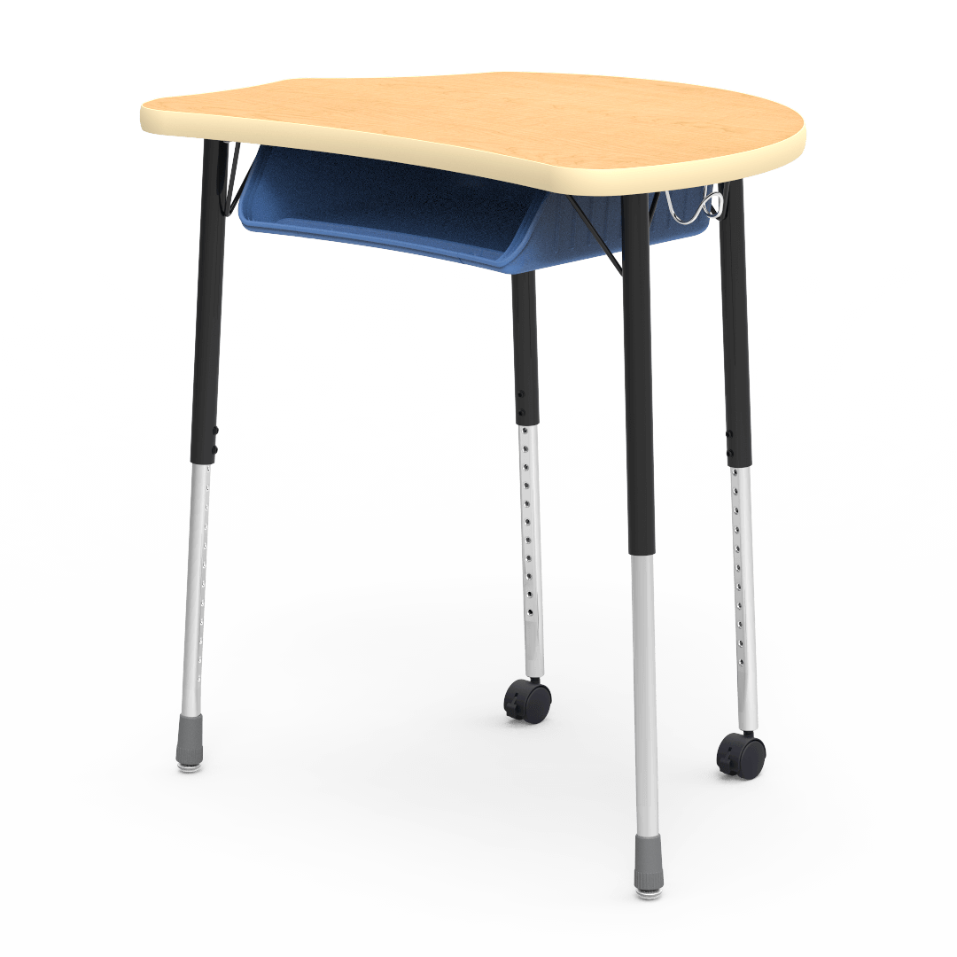 Virco MC2432BBC - Virco Molecule Series Student Desk 24" x 32" Laminate Top with Plastic Book-Box and two Casters- Create Shapes when Pushed Together - SchoolOutlet