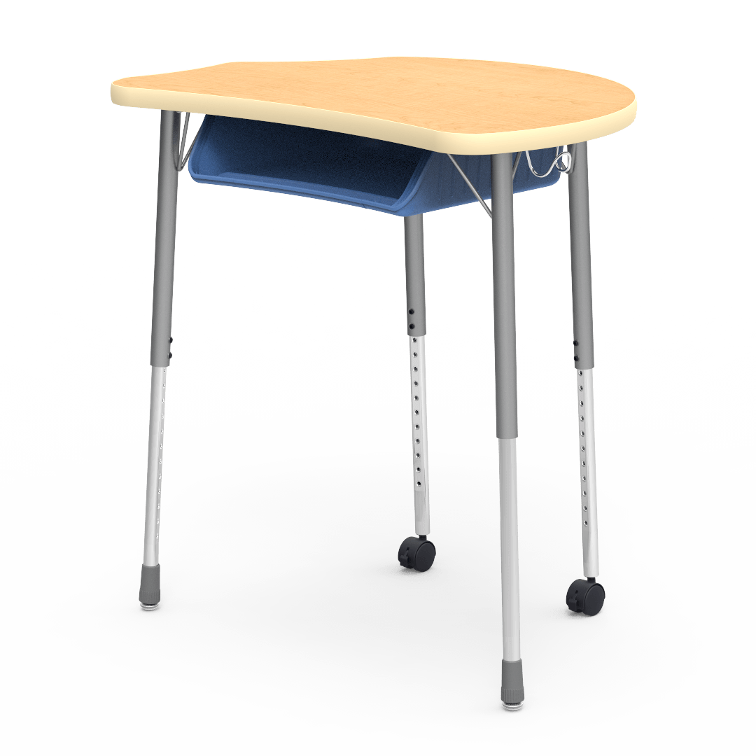 Virco MC2432BBC - Virco Molecule Series Student Desk 24" x 32" Laminate Top with Plastic Book-Box and two Casters- Create Shapes when Pushed Together - SchoolOutlet