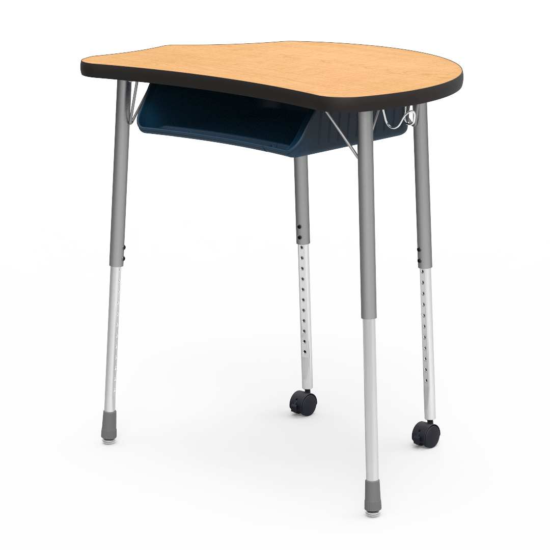 Virco MC2432BBC - Virco Molecule Series Student Desk 24" x 32" Laminate Top with Plastic Book-Box and two Casters- Create Shapes when Pushed Together - SchoolOutlet