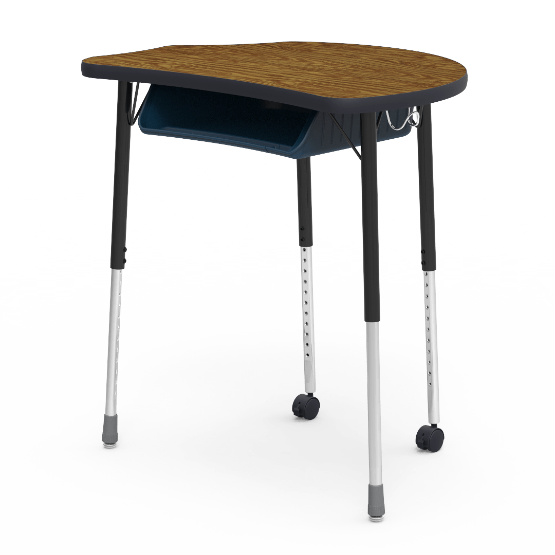 Virco MC2432BBC - Virco Molecule Series Student Desk 24" x 32" Laminate Top with Plastic Book-Box and two Casters- Create Shapes when Pushed Together - SchoolOutlet