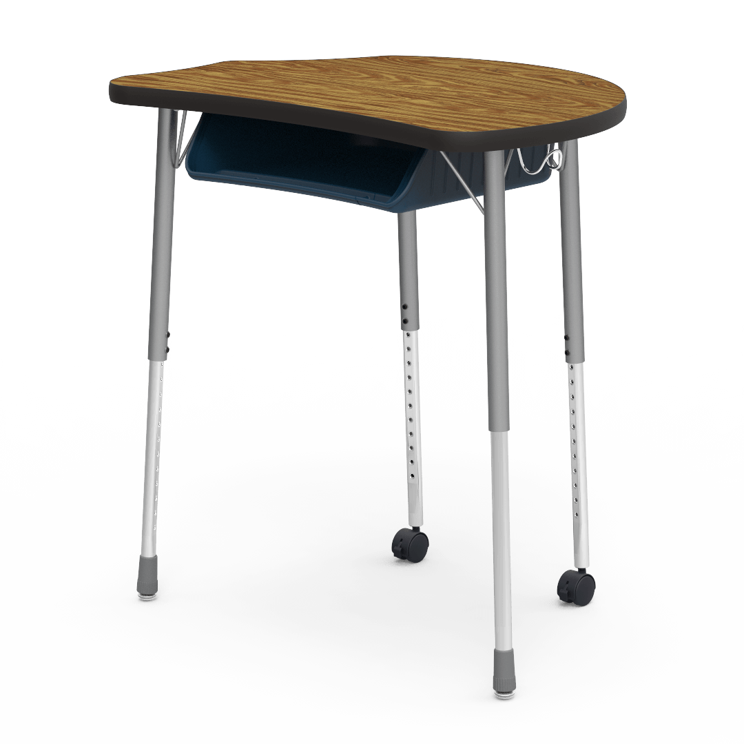 Virco MC2432BBC - Virco Molecule Series Student Desk 24" x 32" Laminate Top with Plastic Book-Box and two Casters- Create Shapes when Pushed Together - SchoolOutlet