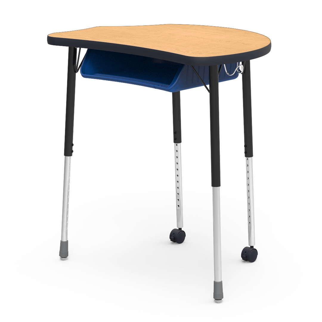 Virco MC2432BBC - Virco Molecule Series Student Desk 24" x 32" Laminate Top with Plastic Book-Box and two Casters- Create Shapes when Pushed Together - SchoolOutlet