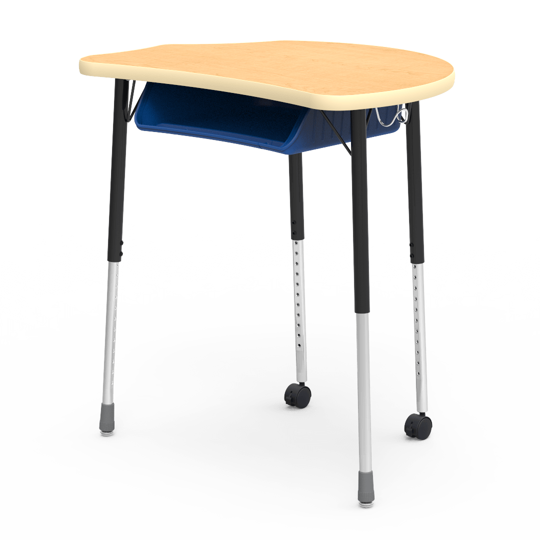 Virco MC2432BBC - Virco Molecule Series Student Desk 24" x 32" Laminate Top with Plastic Book-Box and two Casters- Create Shapes when Pushed Together - SchoolOutlet