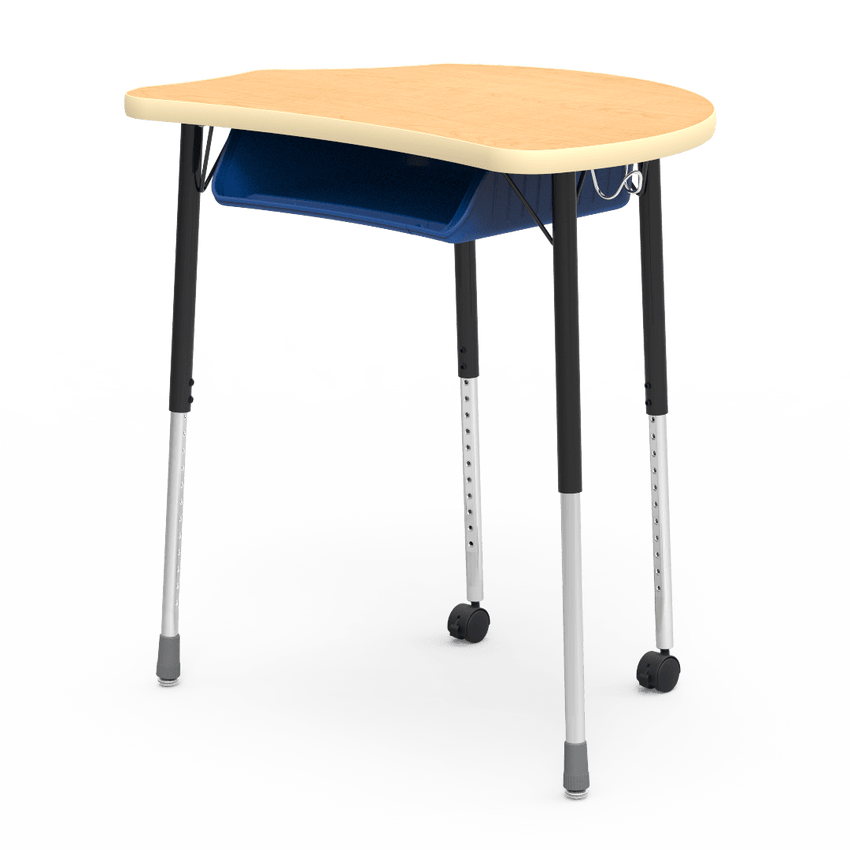 Virco MC2432BBC - Virco Molecule Series Student Desk 24" x 32" Laminate Top with Plastic Book-Box and two Casters- Create Shapes when Pushed Together - SchoolOutlet