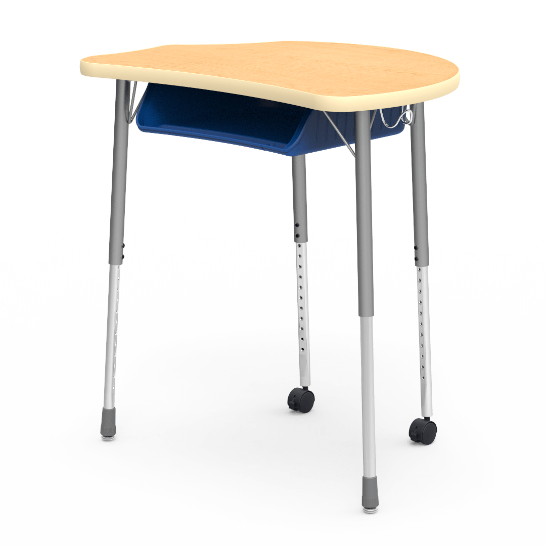 Virco MC2432BBC - Virco Molecule Series Student Desk 24" x 32" Laminate Top with Plastic Book-Box and two Casters- Create Shapes when Pushed Together - SchoolOutlet