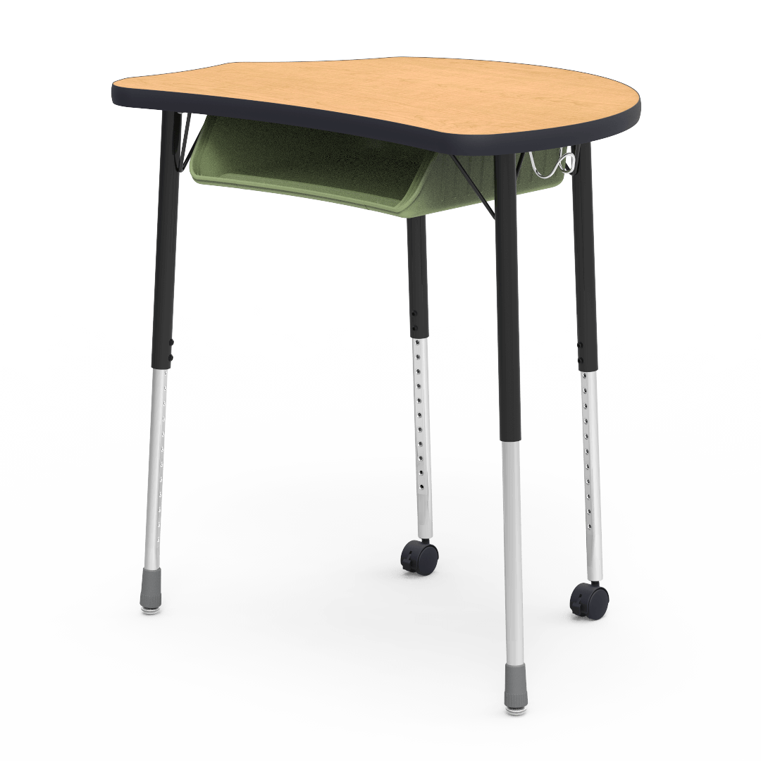 Virco MC2432BBC - Virco Molecule Series Student Desk 24" x 32" Laminate Top with Plastic Book-Box and two Casters- Create Shapes when Pushed Together - SchoolOutlet