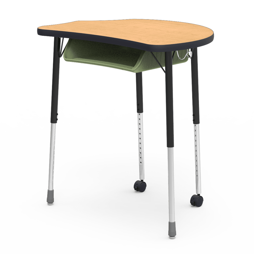 Virco MC2432BBC - Virco Molecule Series Student Desk 24" x 32" Laminate Top with Plastic Book-Box and two Casters- Create Shapes when Pushed Together - SchoolOutlet