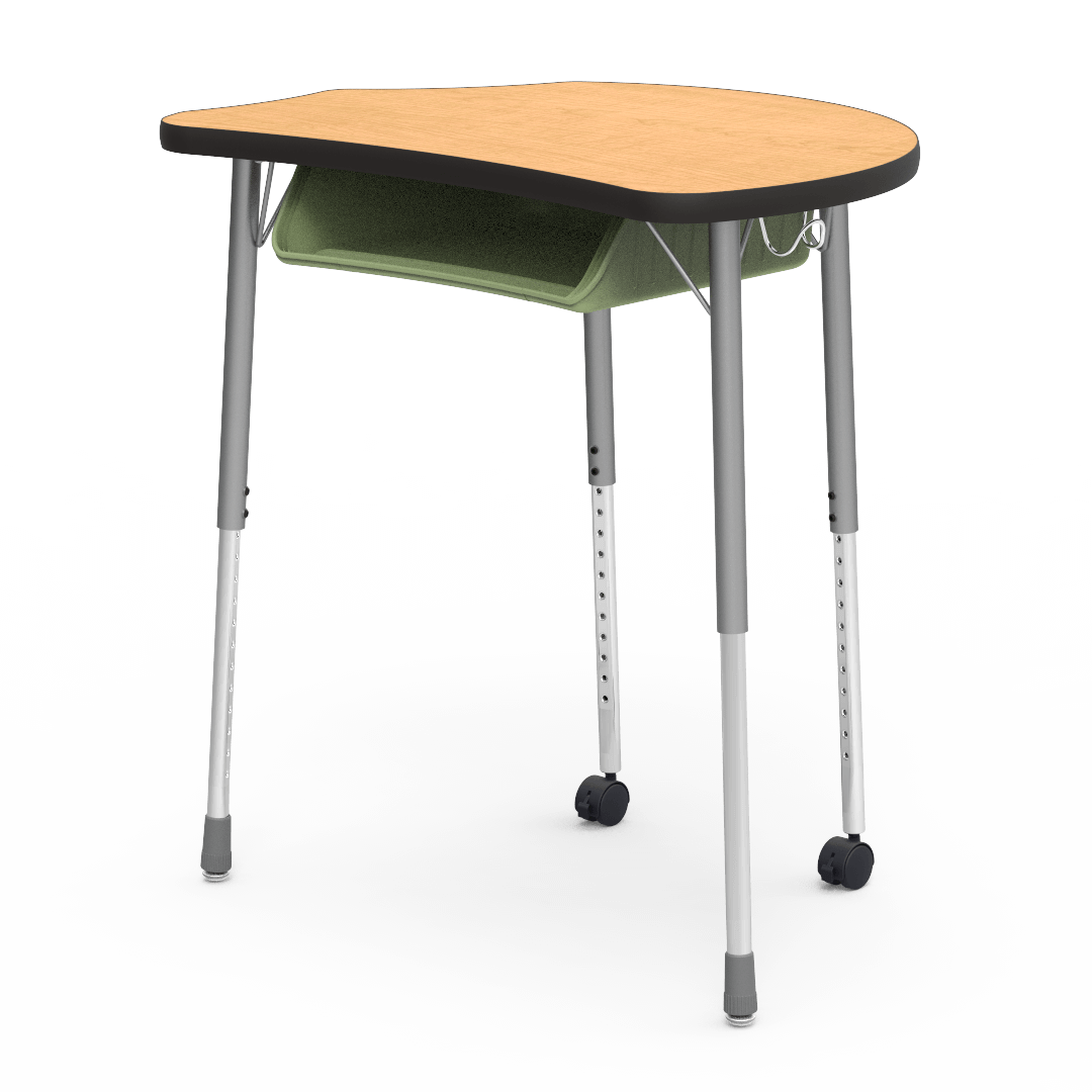 Virco MC2432BBC - Virco Molecule Series Student Desk 24" x 32" Laminate Top with Plastic Book-Box and two Casters- Create Shapes when Pushed Together - SchoolOutlet