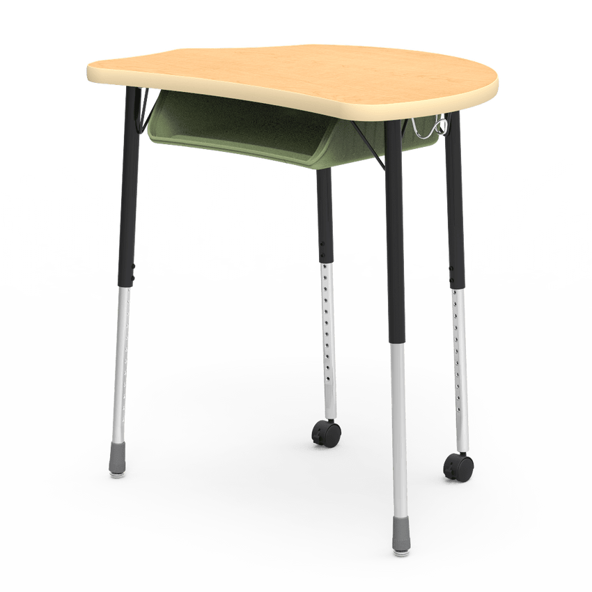 Virco MC2432BBC - Virco Molecule Series Student Desk 24" x 32" Laminate Top with Plastic Book-Box and two Casters- Create Shapes when Pushed Together - SchoolOutlet