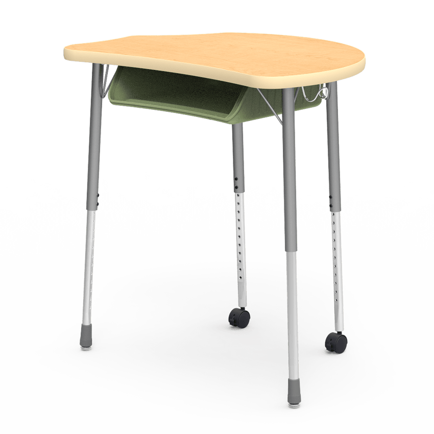 Virco MC2432BBC - Virco Molecule Series Student Desk 24" x 32" Laminate Top with Plastic Book-Box and two Casters- Create Shapes when Pushed Together - SchoolOutlet