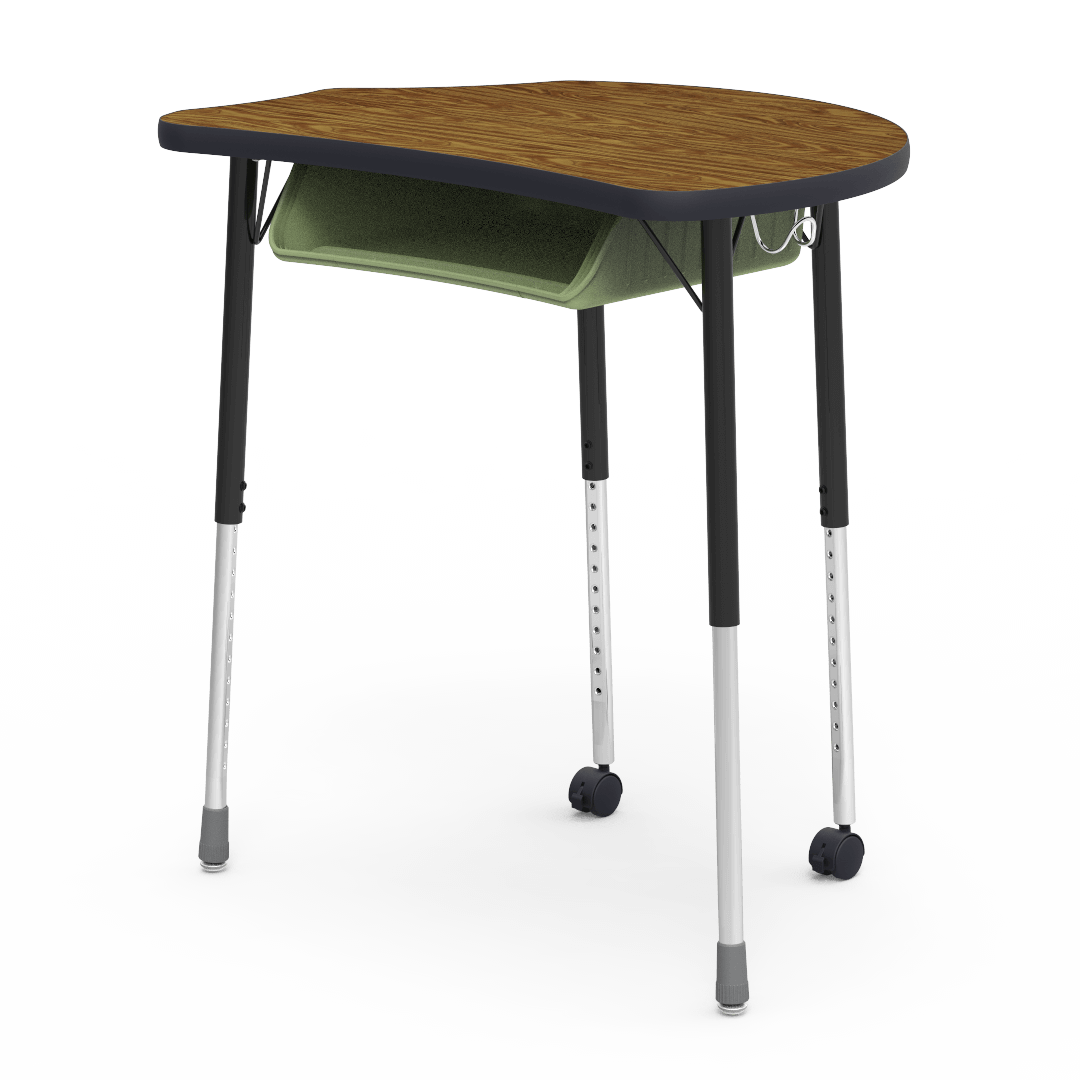 Virco MC2432BBC - Virco Molecule Series Student Desk 24" x 32" Laminate Top with Plastic Book-Box and two Casters- Create Shapes when Pushed Together - SchoolOutlet