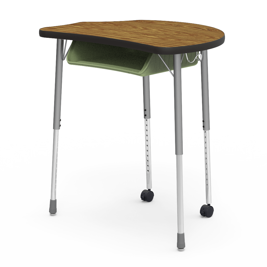 Virco MC2432BBC - Virco Molecule Series Student Desk 24" x 32" Laminate Top with Plastic Book-Box and two Casters- Create Shapes when Pushed Together - SchoolOutlet