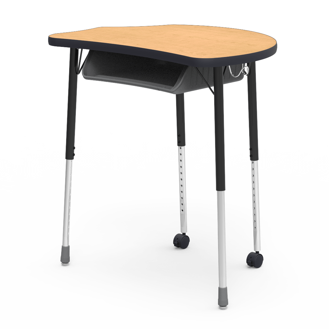 Virco MC2432BBC - Virco Molecule Series Student Desk 24" x 32" Laminate Top with Plastic Book-Box and two Casters- Create Shapes when Pushed Together - SchoolOutlet