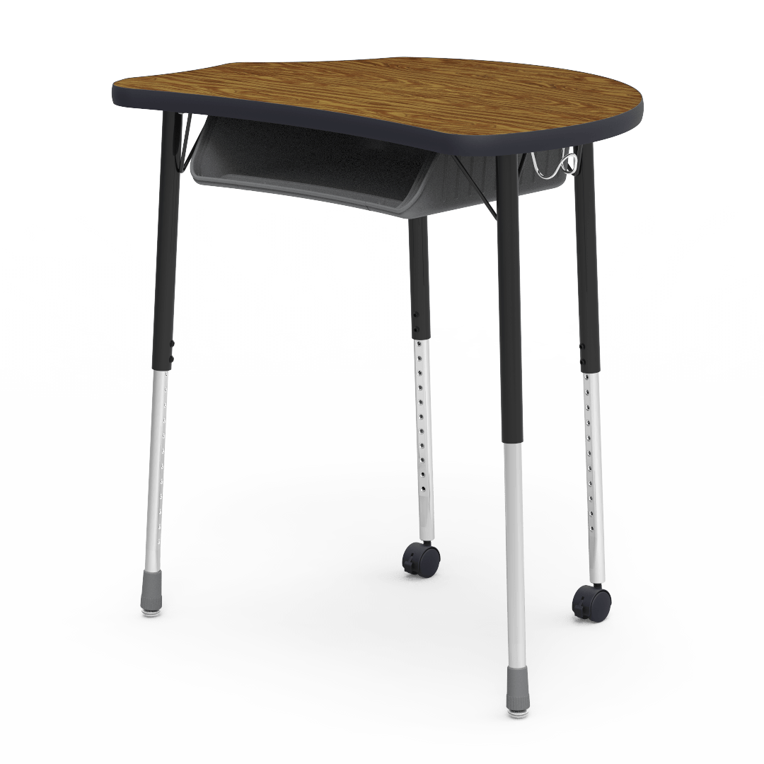 Virco MC2432BBC - Virco Molecule Series Student Desk 24" x 32" Laminate Top with Plastic Book-Box and two Casters- Create Shapes when Pushed Together - SchoolOutlet