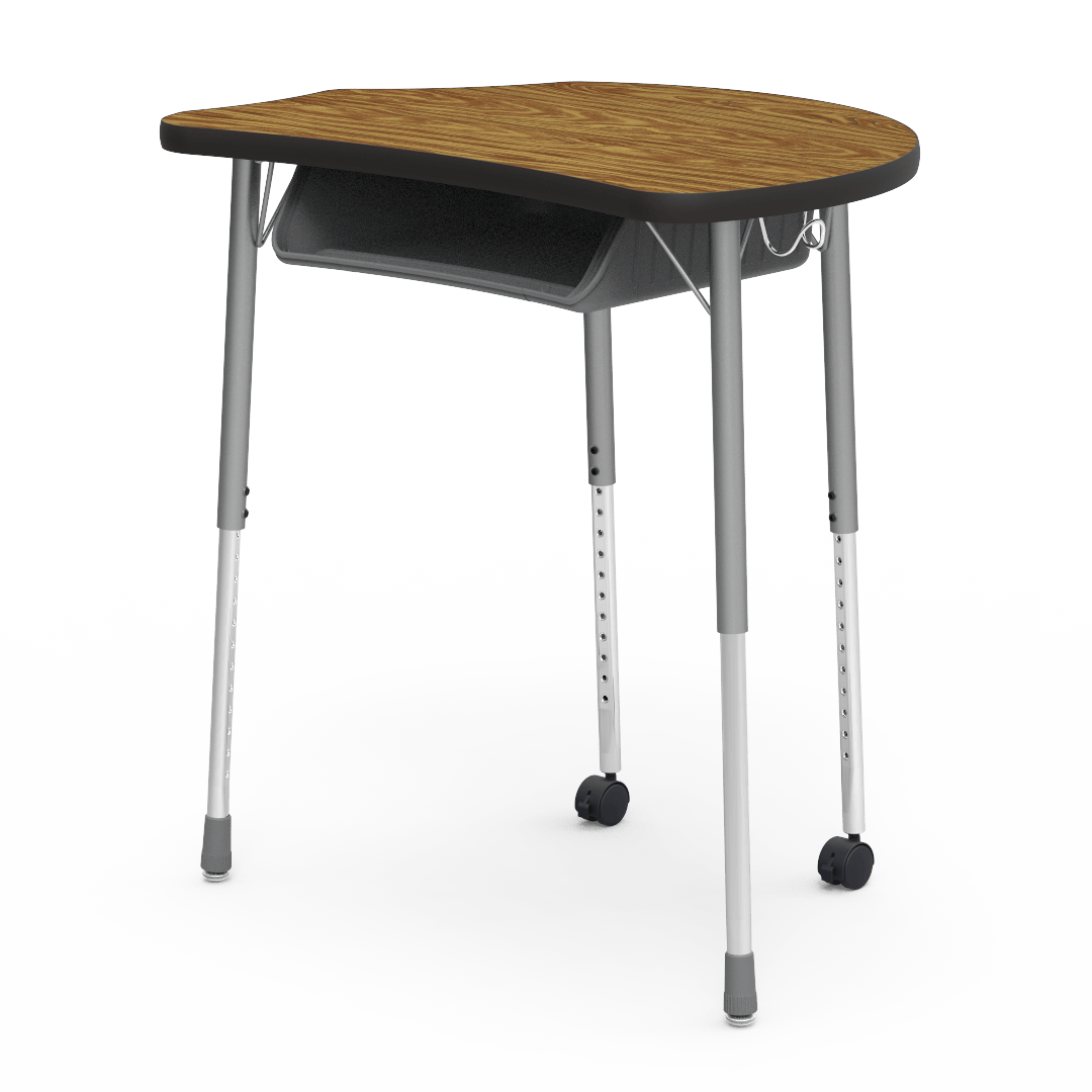 Virco MC2432BBC - Virco Molecule Series Student Desk 24" x 32" Laminate Top with Plastic Book-Box and two Casters- Create Shapes when Pushed Together - SchoolOutlet