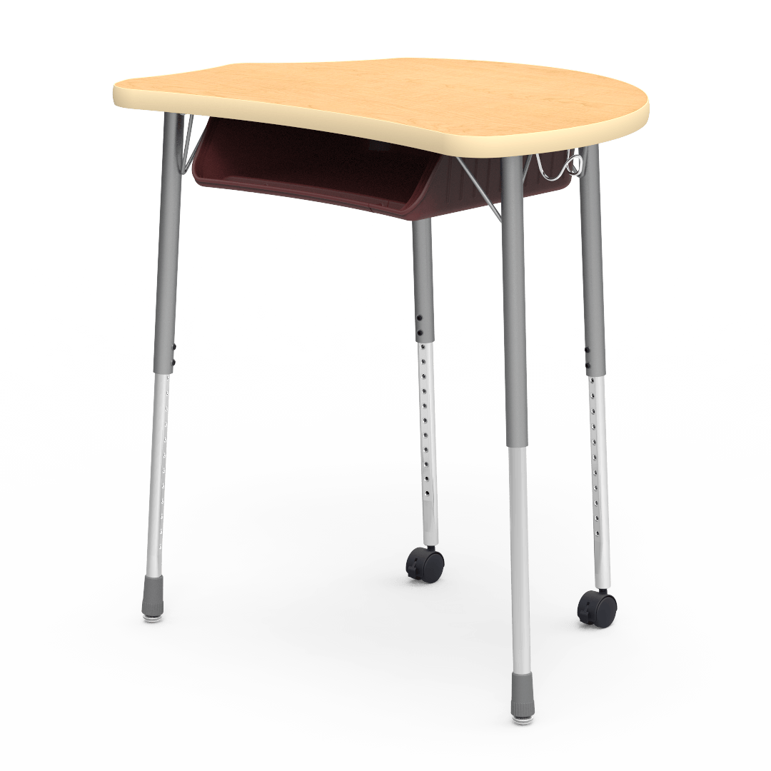 Virco MC2432BBC - Virco Molecule Series Student Desk 24" x 32" Laminate Top with Plastic Book-Box and two Casters- Create Shapes when Pushed Together - SchoolOutlet