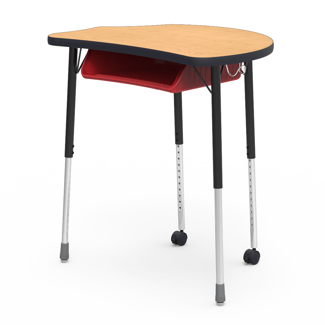 Virco MC2432BBC - Virco Molecule Series Student Desk 24" x 32" Laminate Top with Plastic Book-Box and two Casters- Create Shapes when Pushed Together - SchoolOutlet