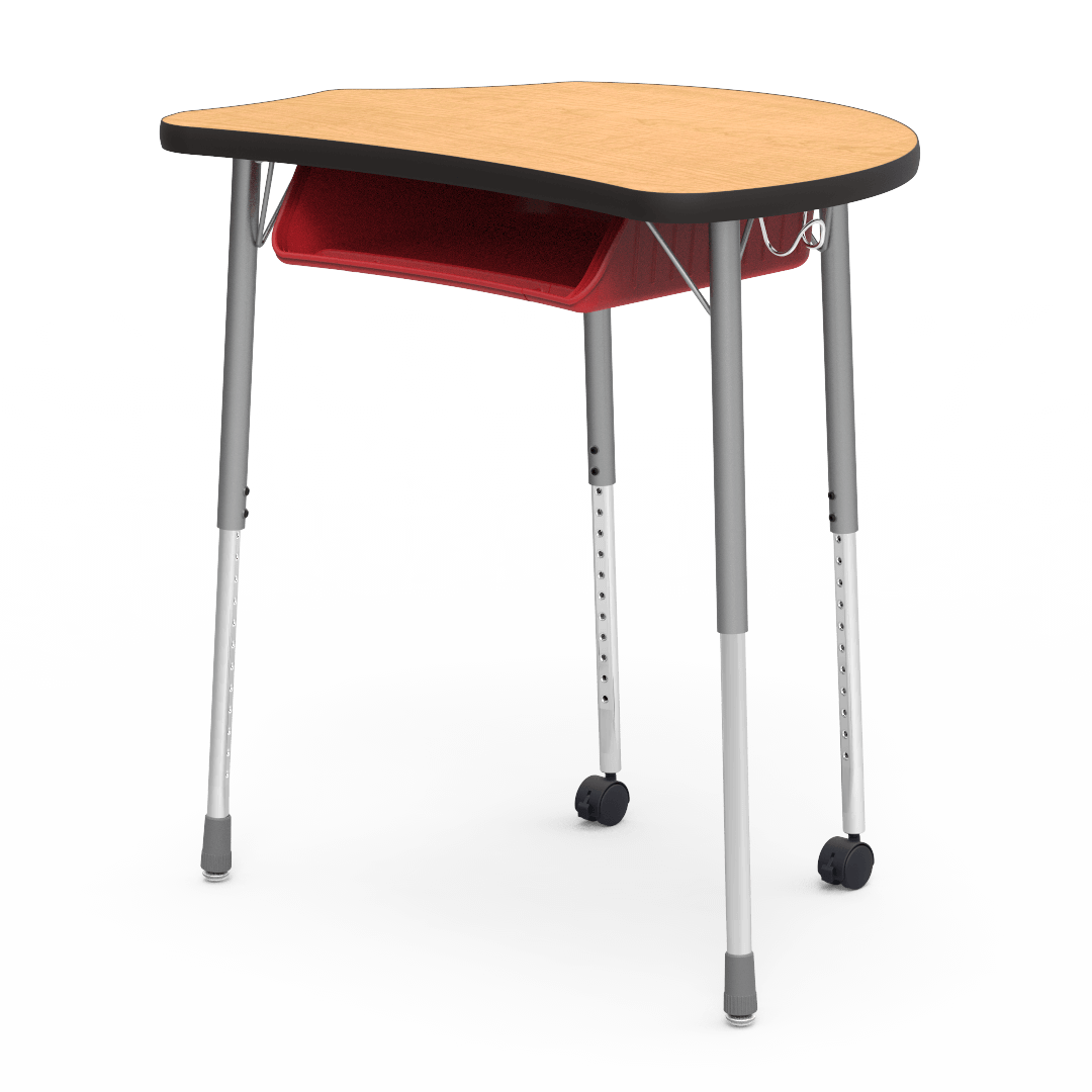 Virco MC2432BBC - Virco Molecule Series Student Desk 24" x 32" Laminate Top with Plastic Book-Box and two Casters- Create Shapes when Pushed Together - SchoolOutlet