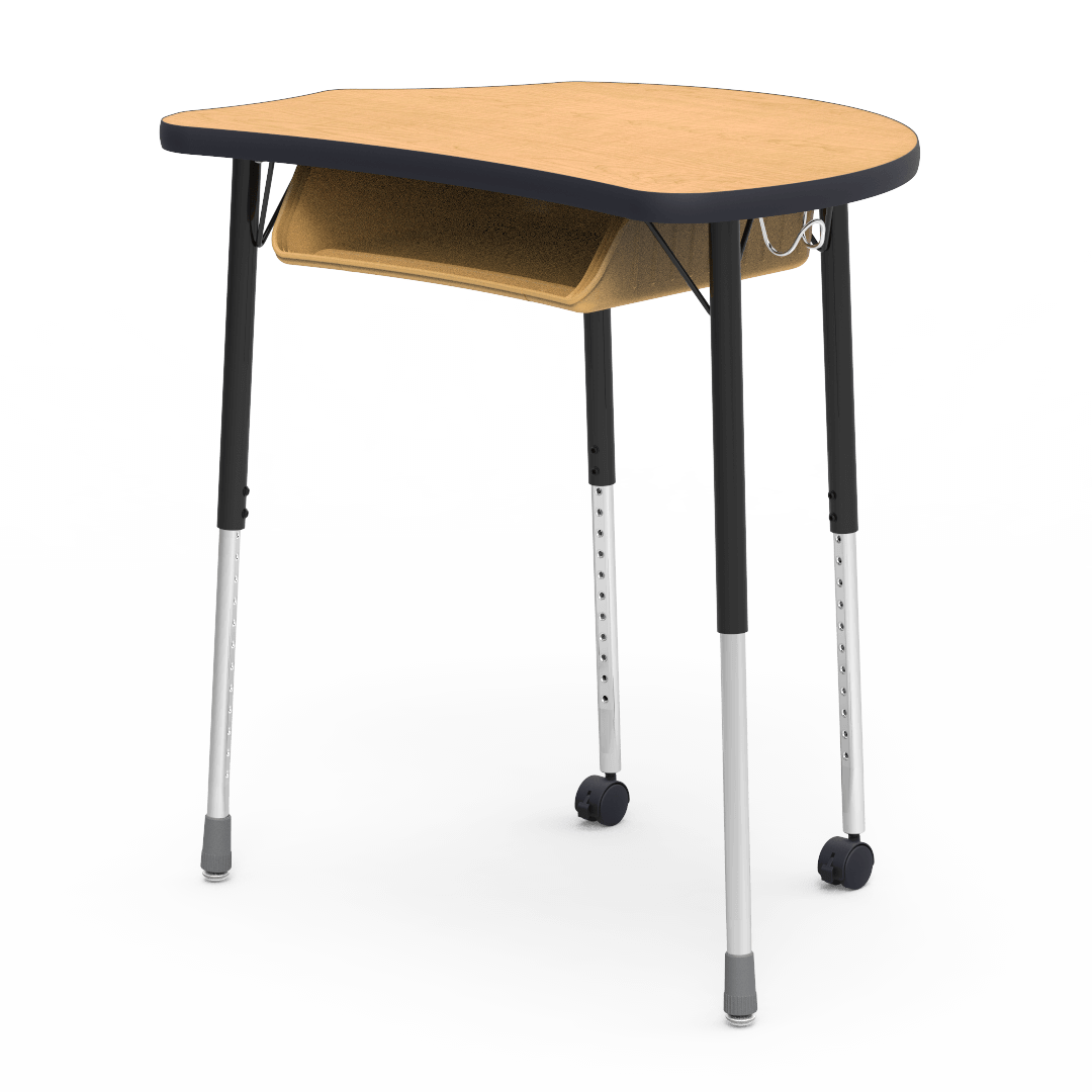 Virco MC2432BBC - Virco Molecule Series Student Desk 24" x 32" Laminate Top with Plastic Book-Box and two Casters- Create Shapes when Pushed Together - SchoolOutlet