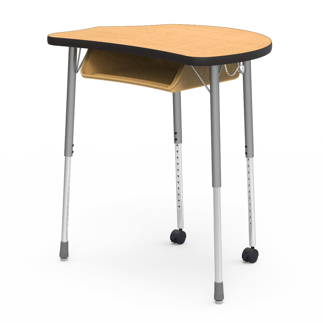 Virco MC2432BBC - Virco Molecule Series Student Desk 24" x 32" Laminate Top with Plastic Book-Box and two Casters- Create Shapes when Pushed Together - SchoolOutlet