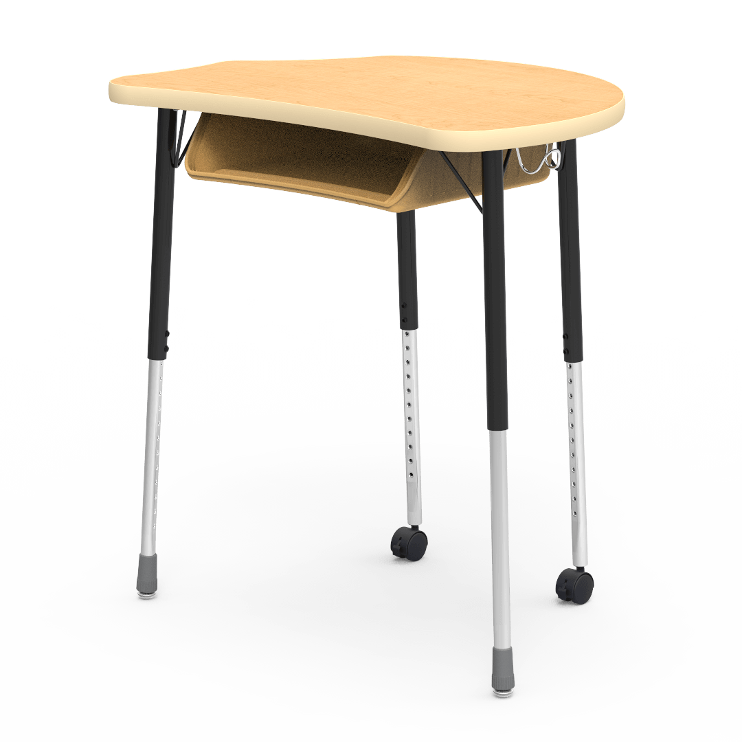 Virco MC2432BBC - Virco Molecule Series Student Desk 24" x 32" Laminate Top with Plastic Book-Box and two Casters- Create Shapes when Pushed Together - SchoolOutlet