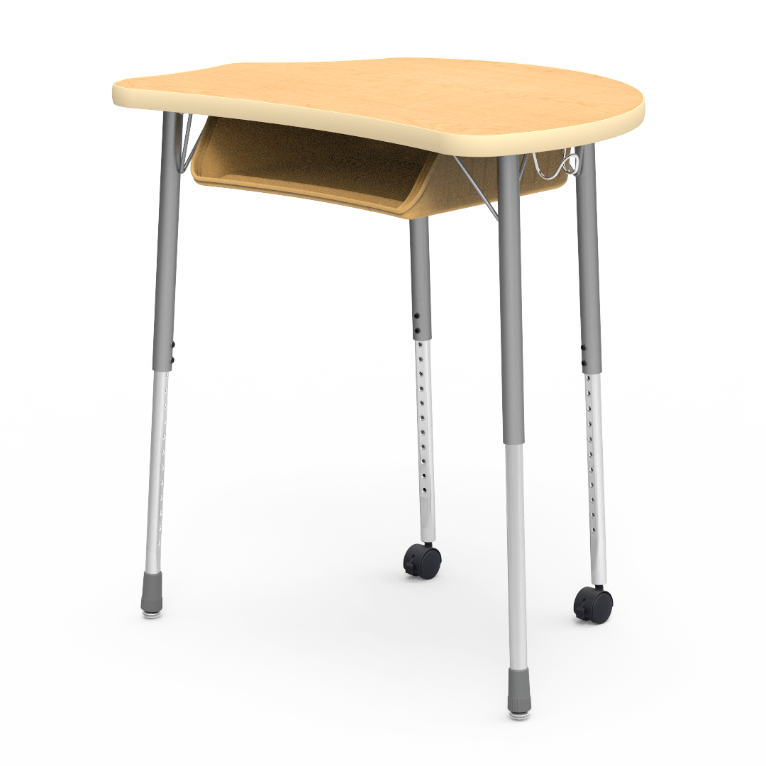 Virco MC2432BBC - Virco Molecule Series Student Desk 24" x 32" Laminate Top with Plastic Book-Box and two Casters- Create Shapes when Pushed Together - SchoolOutlet