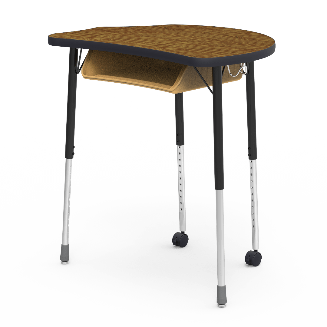 Virco MC2432BBC - Virco Molecule Series Student Desk 24" x 32" Laminate Top with Plastic Book-Box and two Casters- Create Shapes when Pushed Together - SchoolOutlet