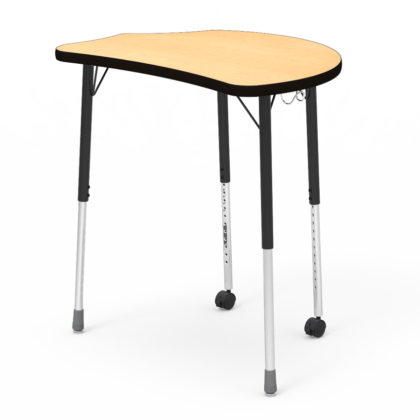 Virco Molecule Series Student Desk 24" x 32" Laminate Top with Backpack Hanger and two Casters- Create Shapes when Pushed Together - SchoolOutlet