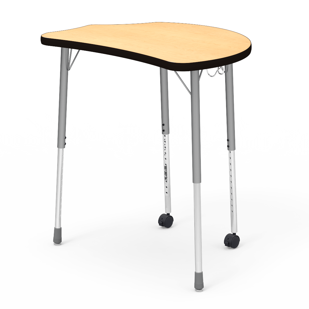 Virco Molecule Series Student Desk 24" x 32" Laminate Top with Backpack Hanger and two Casters- Create Shapes when Pushed Together - SchoolOutlet