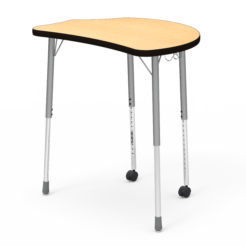 Virco Molecule Series Student Desk 24" x 32" Laminate Top with Backpack Hanger and two Casters- Create Shapes when Pushed Together - SchoolOutlet