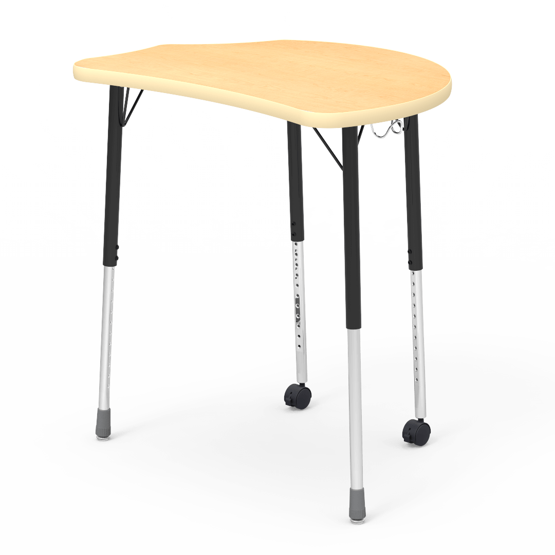 Virco Molecule Series Student Desk 24" x 32" Laminate Top with Backpack Hanger and two Casters- Create Shapes when Pushed Together - SchoolOutlet