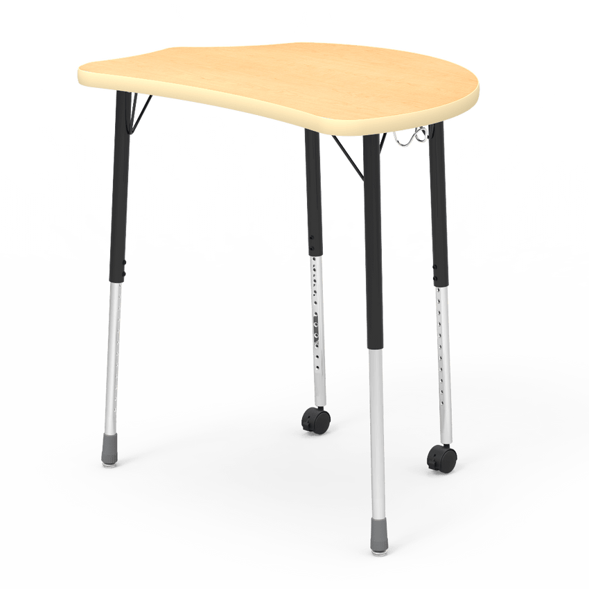 Virco Molecule Series Student Desk 24" x 32" Laminate Top with Backpack Hanger and two Casters- Create Shapes when Pushed Together - SchoolOutlet