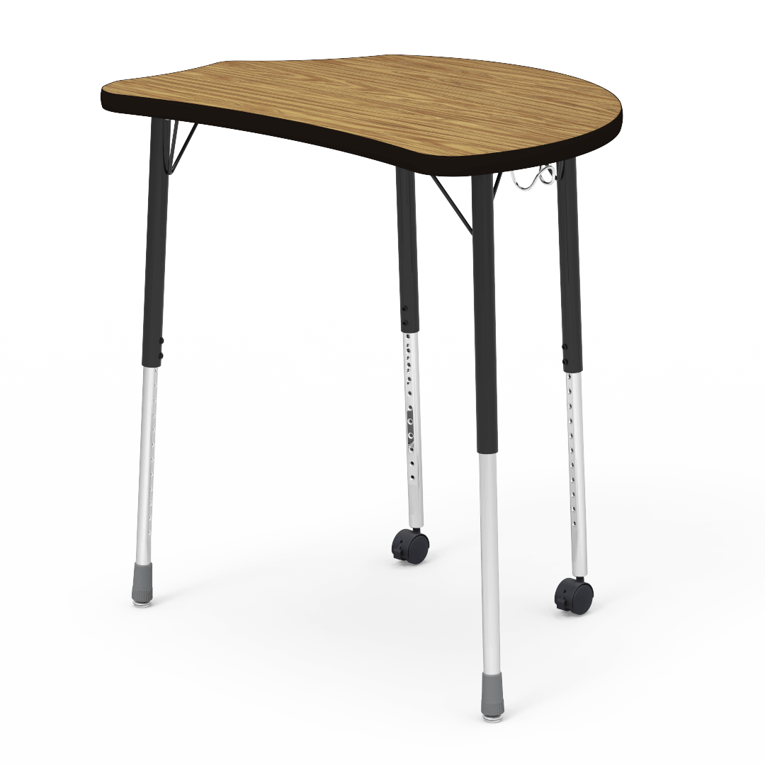 Virco Molecule Series Student Desk 24" x 32" Laminate Top with Backpack Hanger and two Casters- Create Shapes when Pushed Together - SchoolOutlet