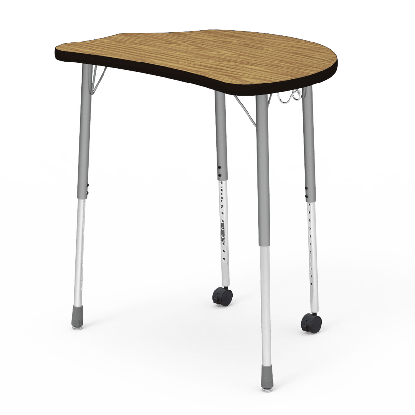 Virco Molecule Series Student Desk 24" x 32" Laminate Top with Backpack Hanger and two Casters- Create Shapes when Pushed Together - SchoolOutlet